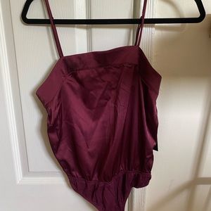 Maroon silk bodysuit